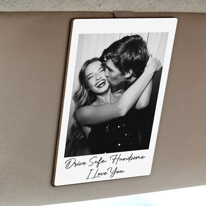 Personalized Wooden Car Visor Clip With Photo, Couple Kiss Design, Sweet Drive Companion, Unique Gift For Boyfriend Girlfriend