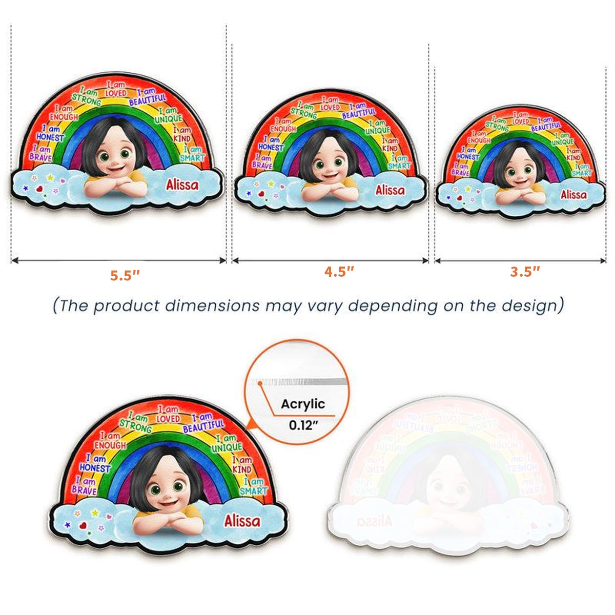 I Am Affirmation Rainbow - Personalized Magnet