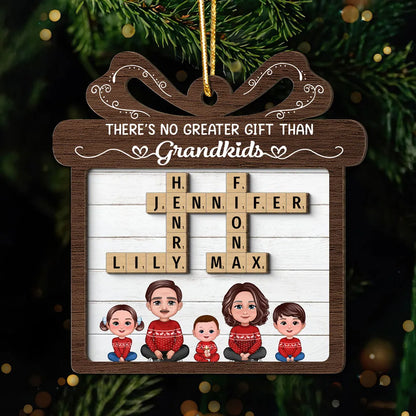 No Greater Gift Than Grandkids Crossword Puzzle Art Personalized 2-Layer Wooden Ornament