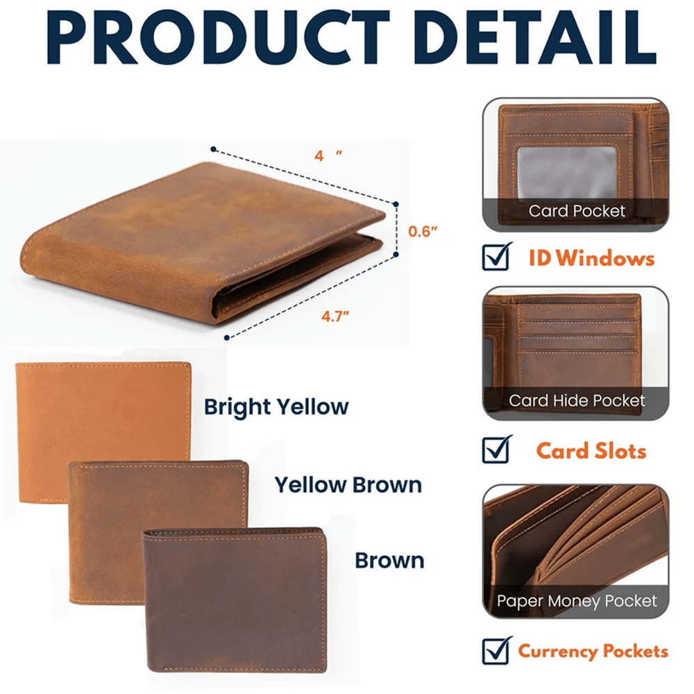 Personalized Engraved Men’s Wallet, Custom Monogram & Name Bifold Wallet, Father’s Day or Birthday Gift for Him