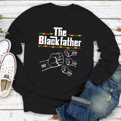 Personalized The Blackfather Classic Tee with Fist Bump Family Graphic - Unique Father's Day Gift for Dad