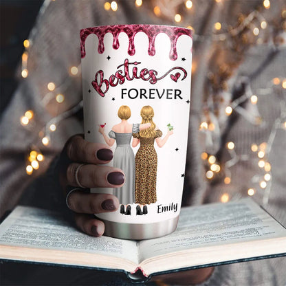 Our Friendship Is Endless Insulated Travel Tumbler, Personalized Best Friend Gift with Pink Sparkle Quote Design for Daily Coffee and Travel