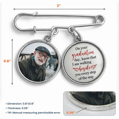 Graduation Walking Beside You Every Step Alloy Charm Lapel Pin With Photo Charms - Unique Gift for Graduate