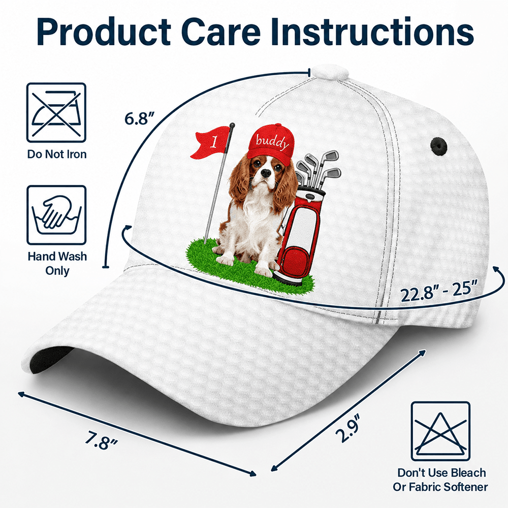 Custom Pet Photo Golf Cap with Name, Personalized Dog or Cat Hat, Gift for Golfers & Pet Lovers