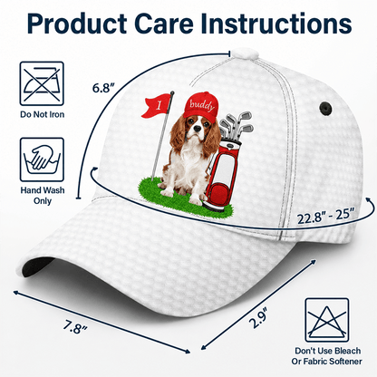 Custom Pet Photo Golf Cap with Name, Personalized Dog or Cat Hat, Gift for Golfers & Pet Lovers