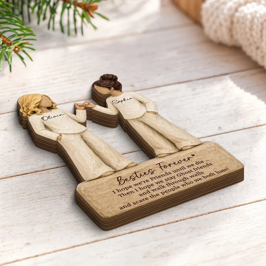 Thick Wooden Plaque, Besties Forever Pinky Promise Friends, Warm Neutral Decor, Unique Gift for Best Friend