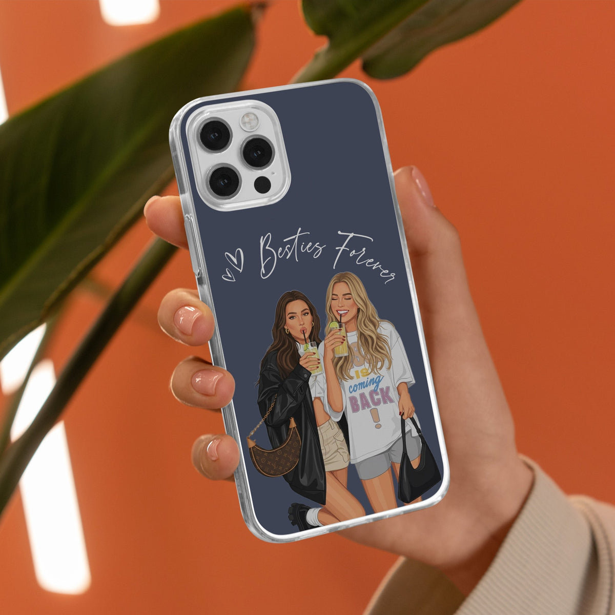 Custom Clear TPU Phone Case For Friends, Pastel Portrait Art Unique Gift With Soulmates Vibe
