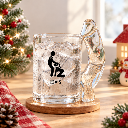 Personalized Glass Mug with Naughty Quote and Couple Illustration, Unique Creative Gift for Partner