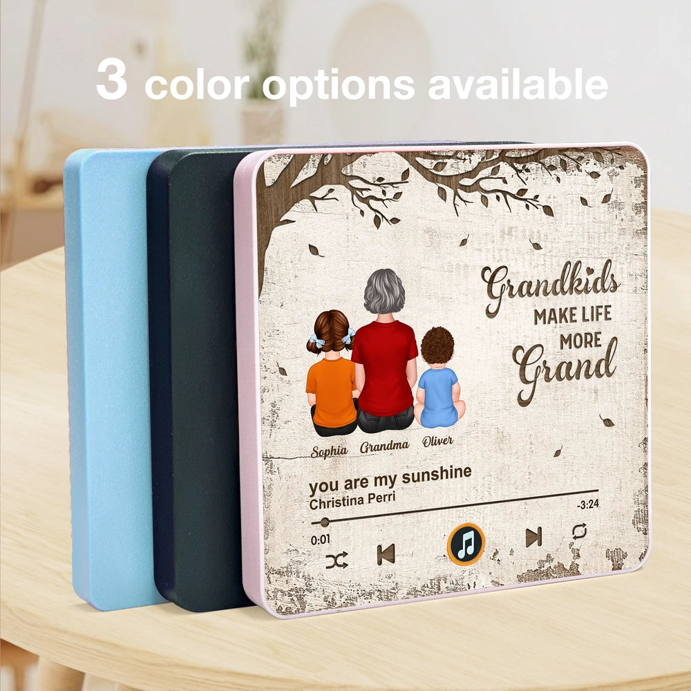 Grandkids Make Life More Grand Acrylic Fridge Magnet, Personalized Grandma and Grandkids Back View, Sweet Gift Idea