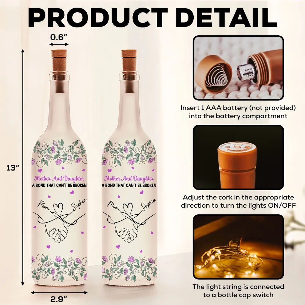 Mother And Daughter Bond Bottle Lamp, Personalized Cozy Ambient Light for Bedroom Decor, Thoughtful Unique Gift
