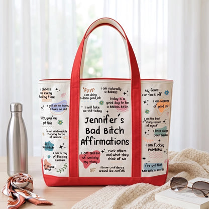 Bad Bitch Affirmations Oxford Cloth Tote Bag, Personalized Confidence, Creative Gift for a Friend, Coworker, or Yourself