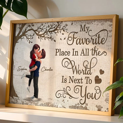 Personalized Couple Hugging Under Tree Poster Romantic Quote Wall Art Unique Gift for Husband or Wife