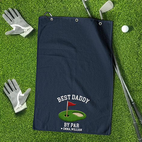 Personalized Golf Towel for Dad, Embroidered Golf Design, Unique Creative Gift for Course Days