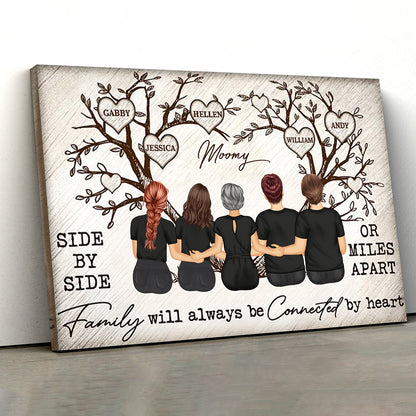 Grandma Mom Family Will Always Be Connected By Heart - Personalized Family Tree Poster, Perfect Gift for Mothers, Available as Poster, Plaque, Ornament, Keychain, and Pillow
