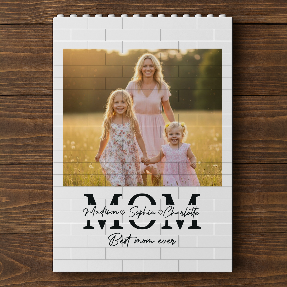 Custom PVC Building Brick Puzzle with Your Photo, Sweet Mom and Kids Kissing Scene, Meaningful Keepsake Gift for Mom