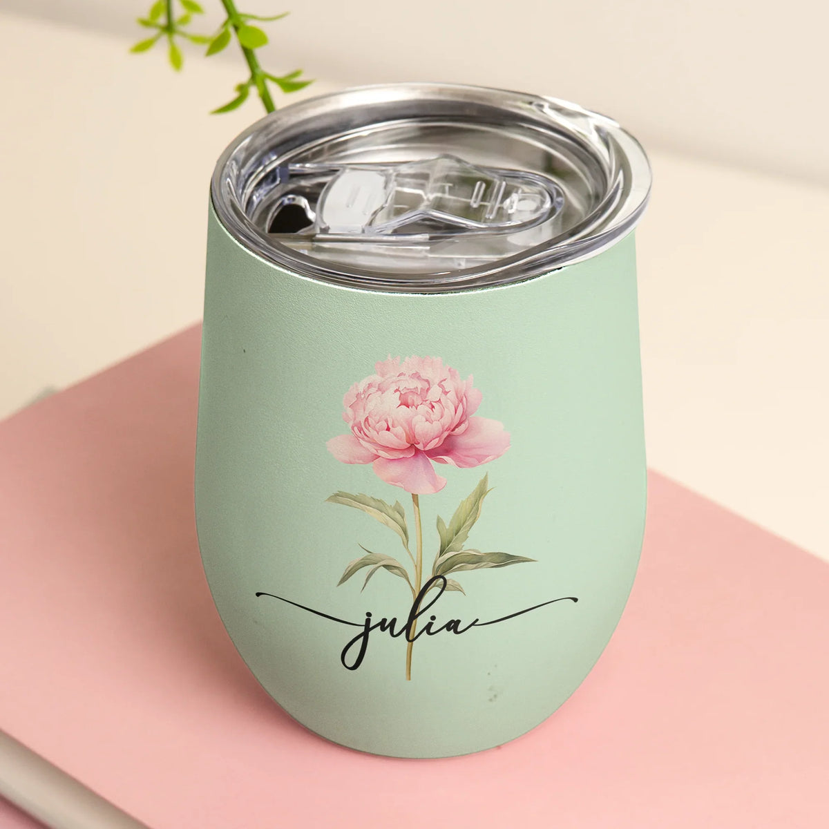 Personalized Birth Flower Eggshell Cup, Pastel Floral Name Design for Everyday Sips, Unique Gift for Her