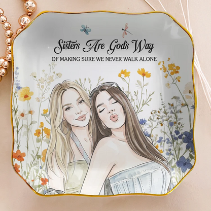 Friendship Jewelry Dish, Friends Laughing Among Watercolor Florals, Personalized Sentimental Gift for Her