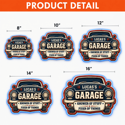 Personalized Garage LED Sign, Fixer of Things Custom Name Sign, Unique Gift for Car Lovers & Mechanics