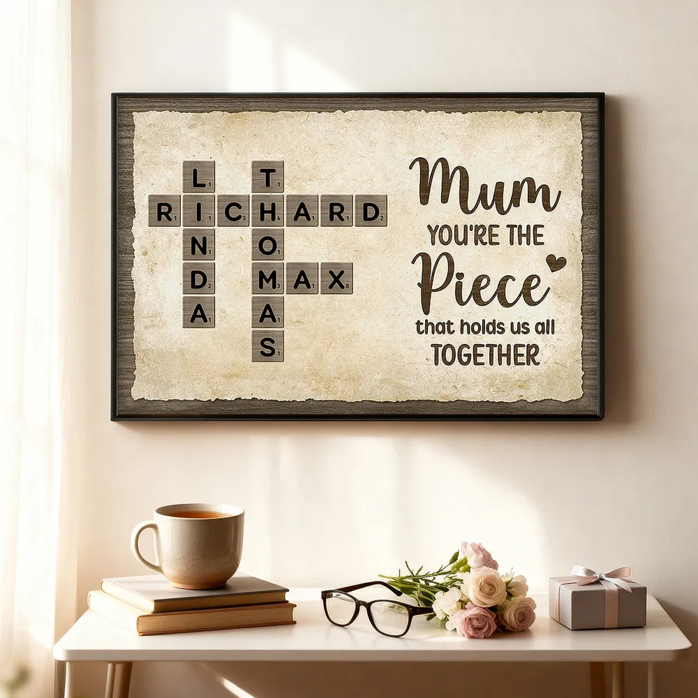 Mum You're The Piece That Holds Us All Together Poster, Personalized Family Word Art, Unique Gift for Mom