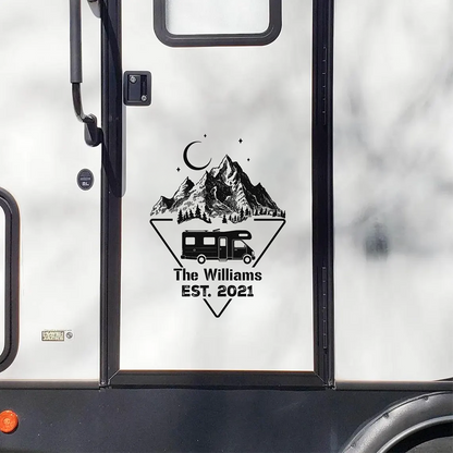 Personalized RV Sticker Decal, Mountain Adventure Keepsake, Creative Gift for Camping Lovers