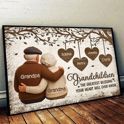 Personalized Grandchildren Poster for Grandparents – Custom Names Wall Art, Heartfelt Family Gift & Unique Keepsake