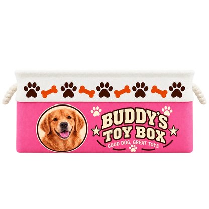 Personalized Cotton Linen Rope Basket with Dog Portrait and Paw Prints, Unique Gift for Dog Lovers