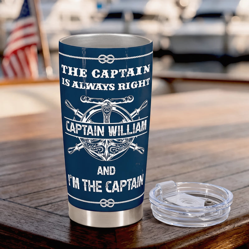Insulated Travel Tumbler with Captain Humor, Custom Boat Deck Style Creative Gift for Him