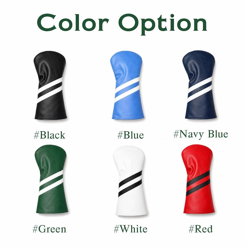 Personalized  Leather Golf Club Headcover, Green or White Monogram Design, Unique Gift for Golfers