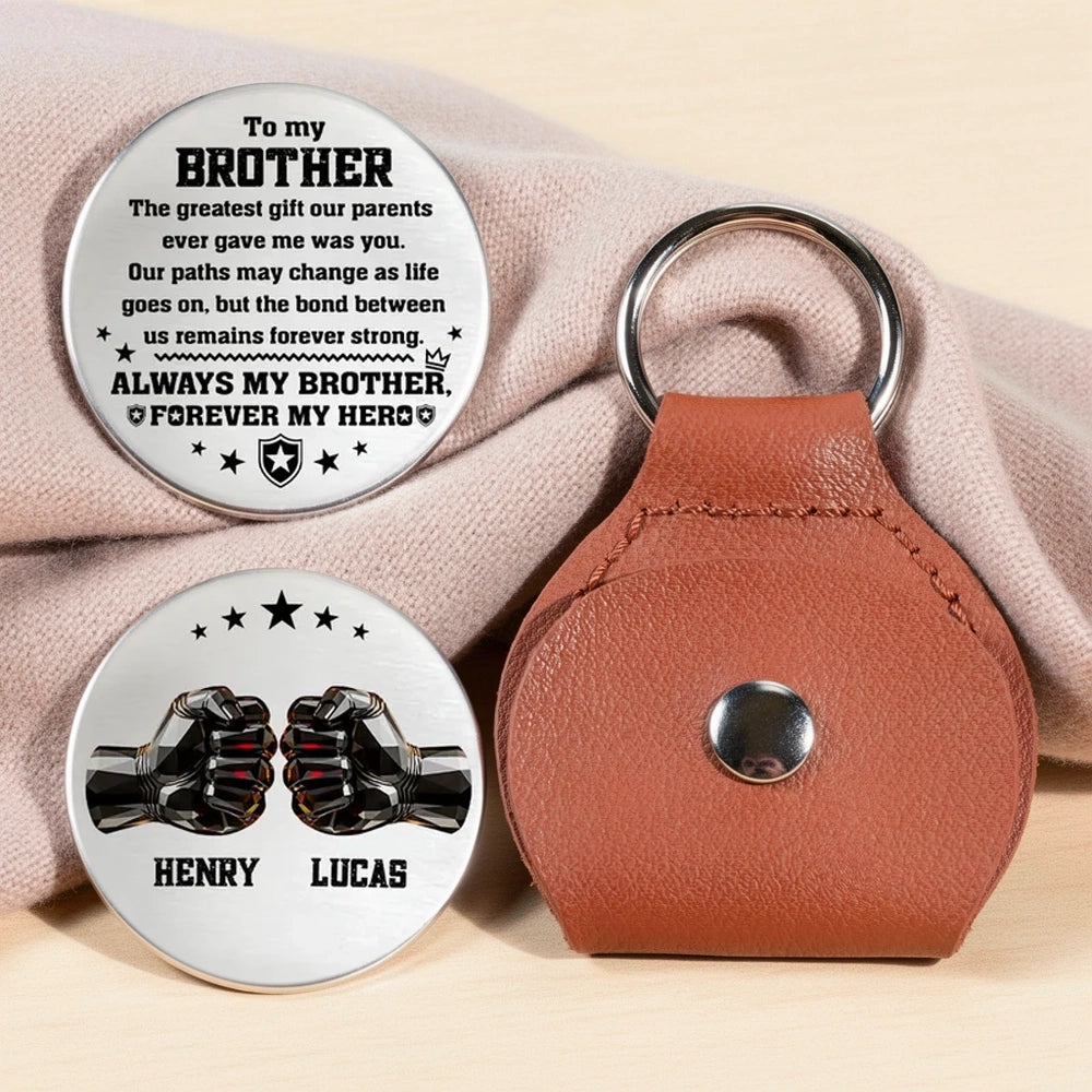 Personalized Pocket Hug Token for Brother, Always My Brother Forever My Hero, Unique Keepsake Gift He Can Carry Daily