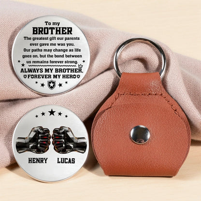Personalized Pocket Hug Token for Brother, Always My Brother Forever My Hero, Unique Keepsake Gift He Can Carry Daily