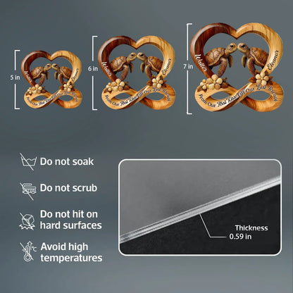 Personalized Shaped Acrylic Block Plaque Turtle Kiss in Heart Infinity Design - Unique Romantic Gift for Couples