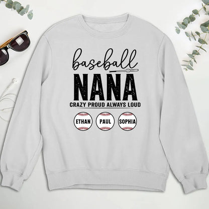 Baseball Nana Crazy Proud Personalized Classic Tee, Custom Gift for a Proud Baseball Grandma