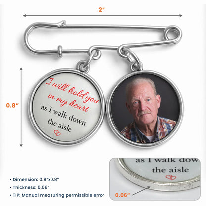 Personalized Alloy Charm Lapel Pin With Custom Photo - Wedding Day Memorial Gift, Hold You In My Heart