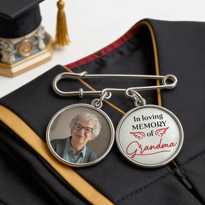 In Loving Memory of Grandma Alloy Charm Lapel Pin With Custom Photo - Heartwarming Memorial Gift