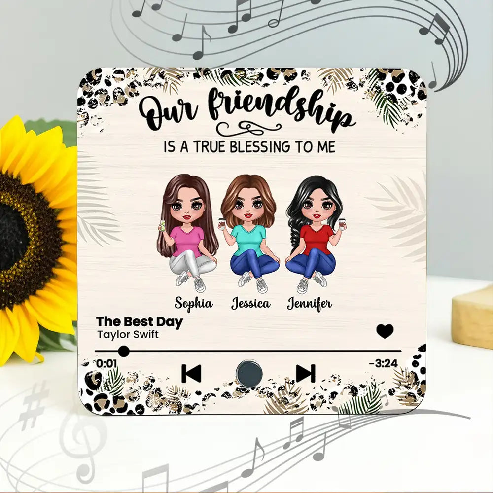 Our Friendship Is a True Blessing – Personalized Fridge Magnet with Music Player Design, Gift for Best Friends