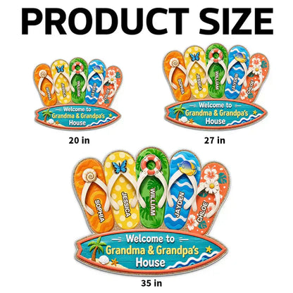 Personalized Shaped Doormat, Summer Flip Flop Welcome Unique Gift for Grandma & Grandpa's House