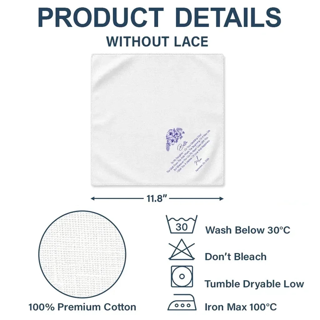 Personalized Cotton Handkerchief, Something Blue for Happy Tears, Creative Wedding Gift for a Bride