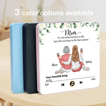 Personalized Acrylic Music Magnet for Mom and Daughter Sitting Together, Sweet Custom Fridge Decor, Unique Gift for Mom