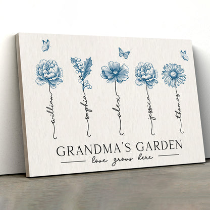 Personalized Grandma’s Garden Poster – Birth Month Flower Art with Grandkids' Names, Perfect  Gift for Mother or Grandma