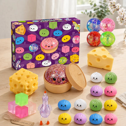 Squishy Advent Calendar Set, Cute Colorful Toys, Unique Christmas Gift for Kids and Friends