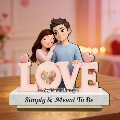 Simply & Meant To Be Wooden Plaque, Personalized Love Decor for Couple Nightstand or Shelf, Thoughtful Unique Gift
