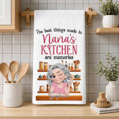 Custom Kitchen Towel With Nana's Kitchen Quote, Heartwarming Unique Gift For Grandma