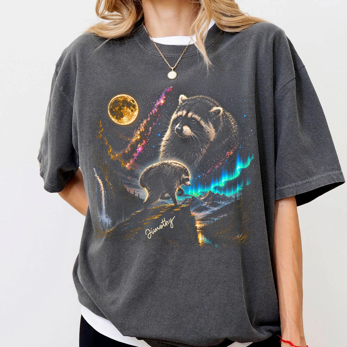 Viral Jimothy Raccoon Classic Tee, Personalized Cosmic Wildlife Shirt, Unique Gift for Animal Lovers