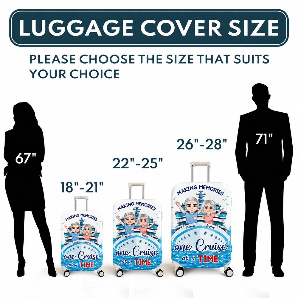 Personalized Cruise Luggage Cover for Couples, Making Memories One Cruise at a Time, Custom Travel Gift