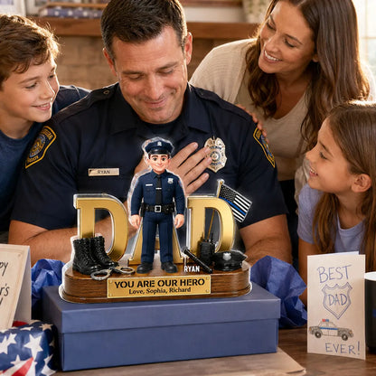 You Are Our Hero Shaped Acrylic Block Plaque, Thin Blue Line Dad Tribute, Creative Gift for Police Dad