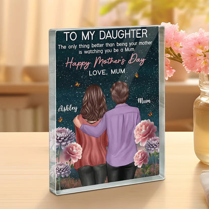 Personalized Rectangle Acrylic Block Plaque, To My Daughter from Mom Mother's Day Message, Unique Gift for Her