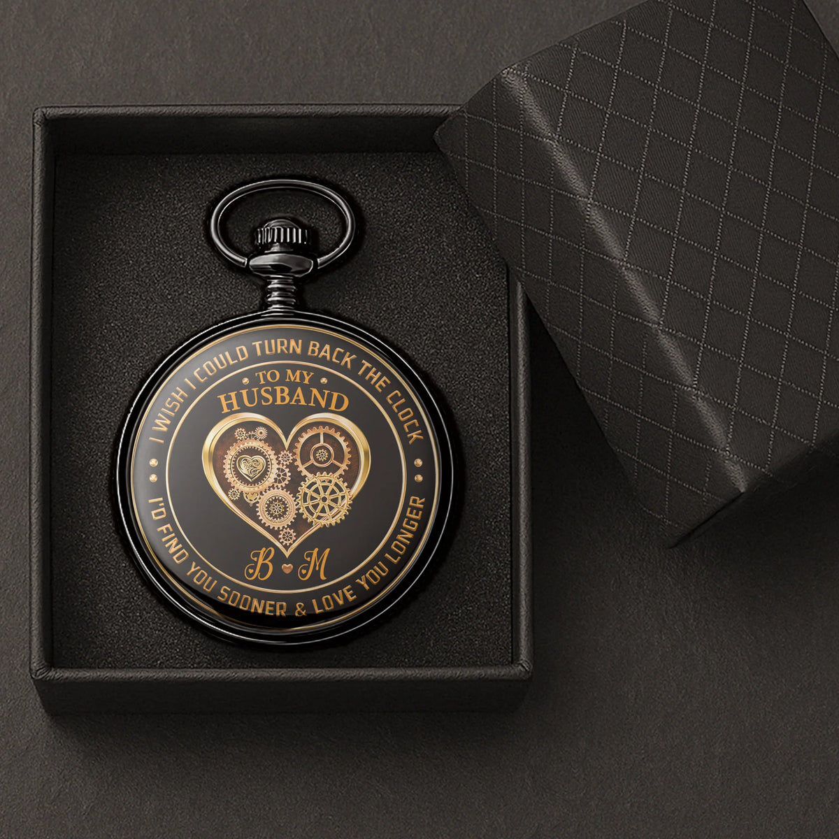 Pocket Watch Personalized Keepsake, I Wish I Could Turn Back The Clock Message, Timeless Anniversary Gift for Him