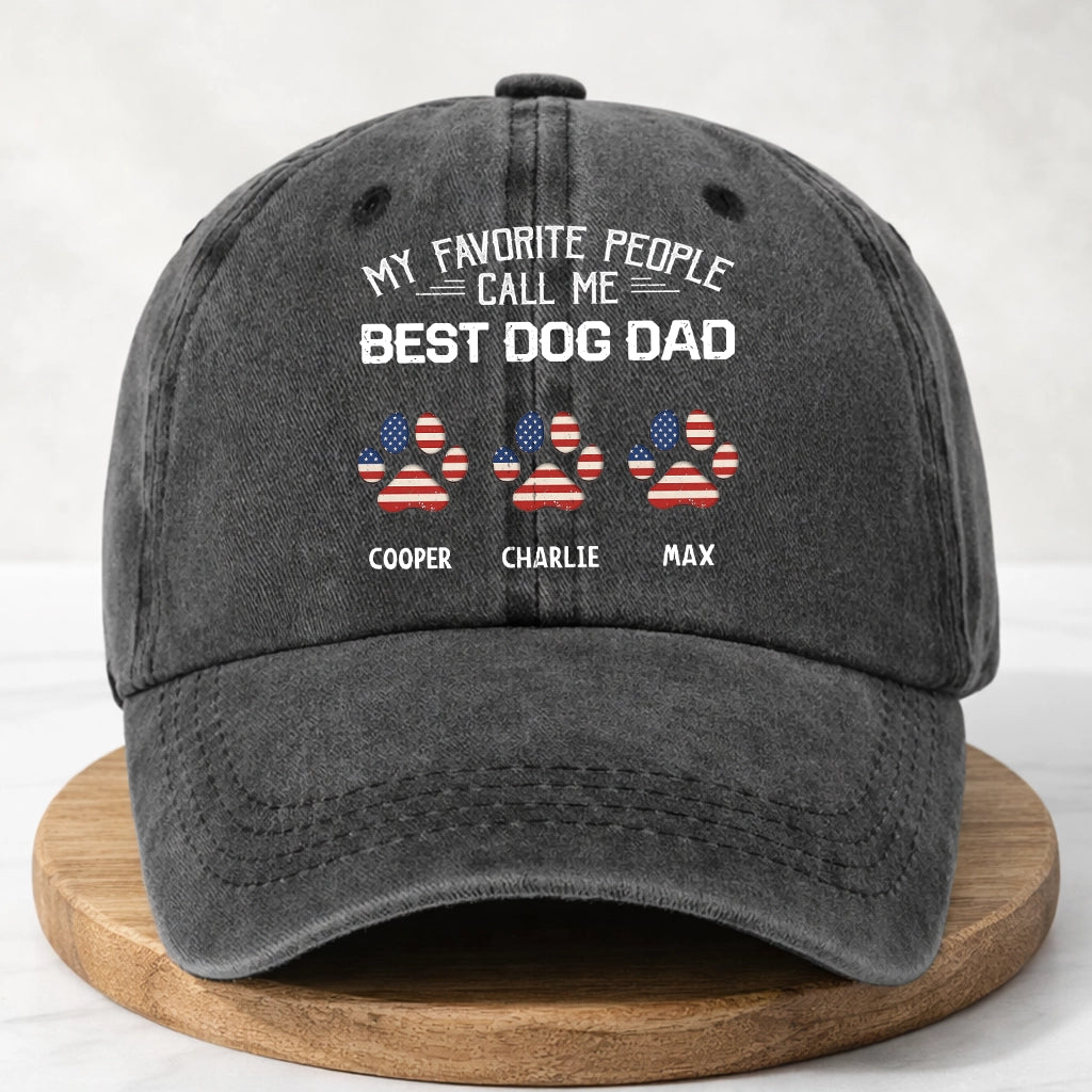 Personalized Dad Hat with Custom Footprints & Paw Prints, Choose Your Country Flag, Father’s Day Gift for Dog Dad, Cat Dad or Family Man