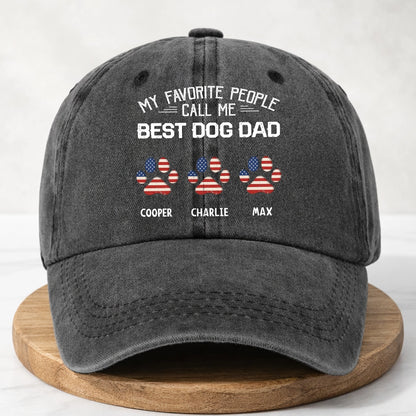 Personalized Dad Hat with Custom Footprints & Paw Prints, Choose Your Country Flag, Father’s Day Gift for Dog Dad, Cat Dad or Family Man