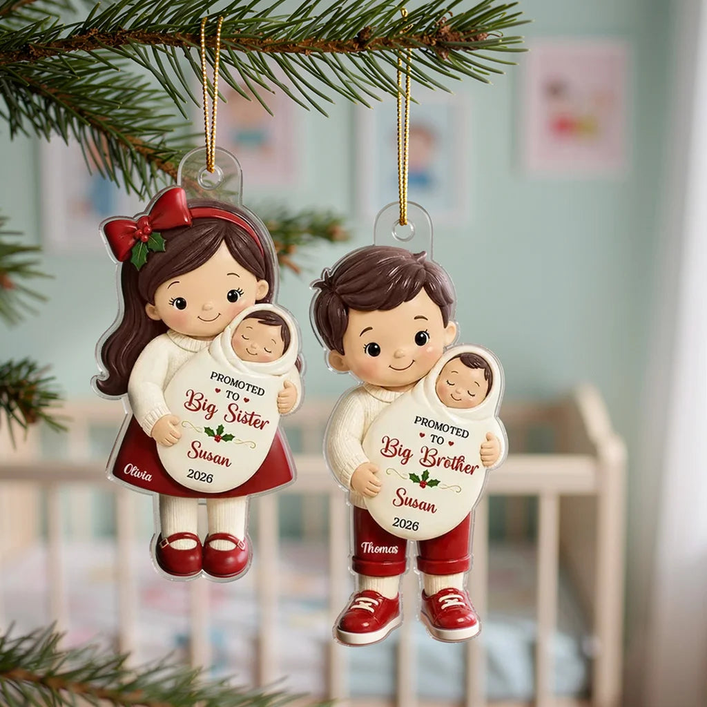 Promoted to Big Sibling Acrylic Ornament, New Baby Keepsake Creative Gift for Son or Daughter